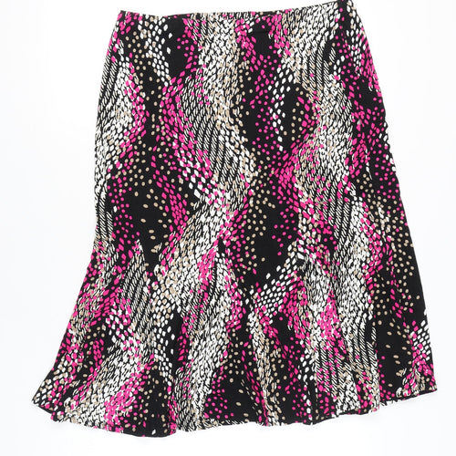 CC Petite Womens Black Pink Geometric Flare Skirt L