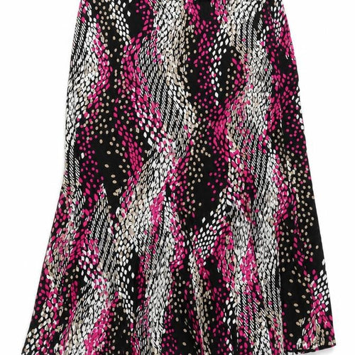 CC Petite Womens Black Pink Geometric Flare Skirt L