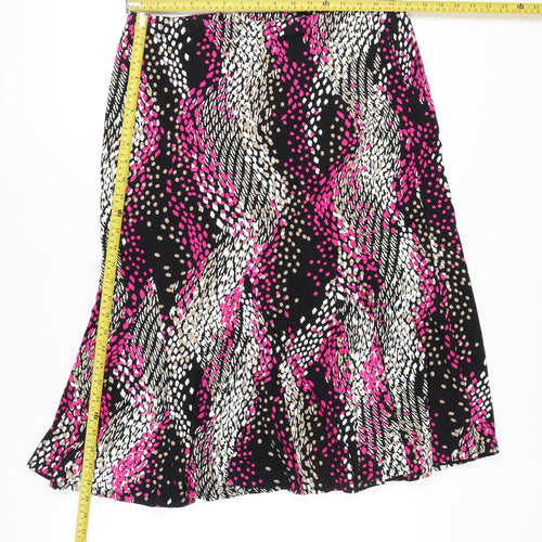 CC Petite Womens Black Pink Geometric Flare Skirt L