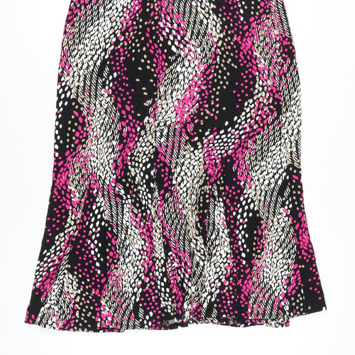 CC Petite Womens Black Pink Geometric Flare Skirt L