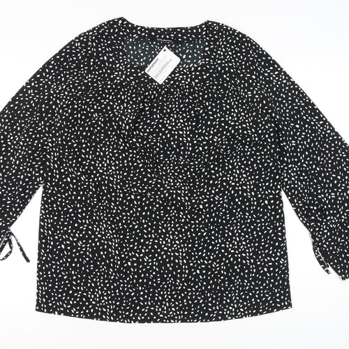Kaleidoscope Women Black Polka Dot Blouse Size 12 Tunic Style