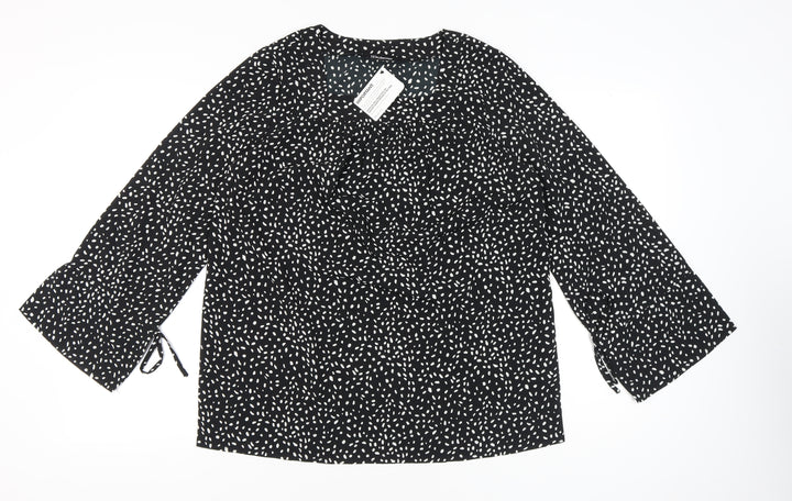Kaleidoscope Women Black Polka Dot Blouse Size 12 Tunic Style