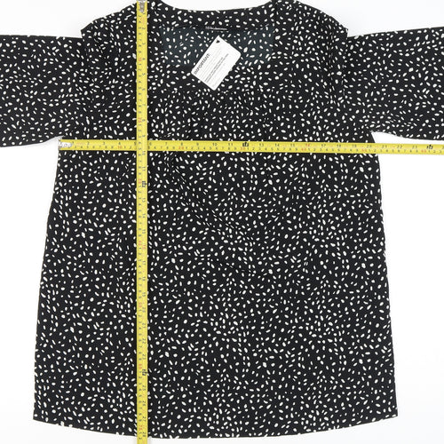 Kaleidoscope Women Black Polka Dot Blouse Size 12 Tunic Style