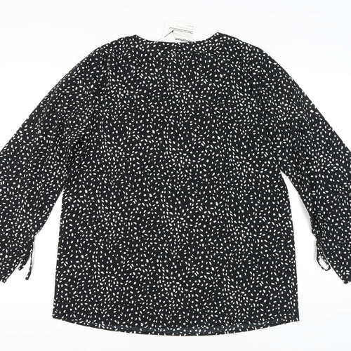 Kaleidoscope Women Black Polka Dot Blouse Size 12 Tunic Style
