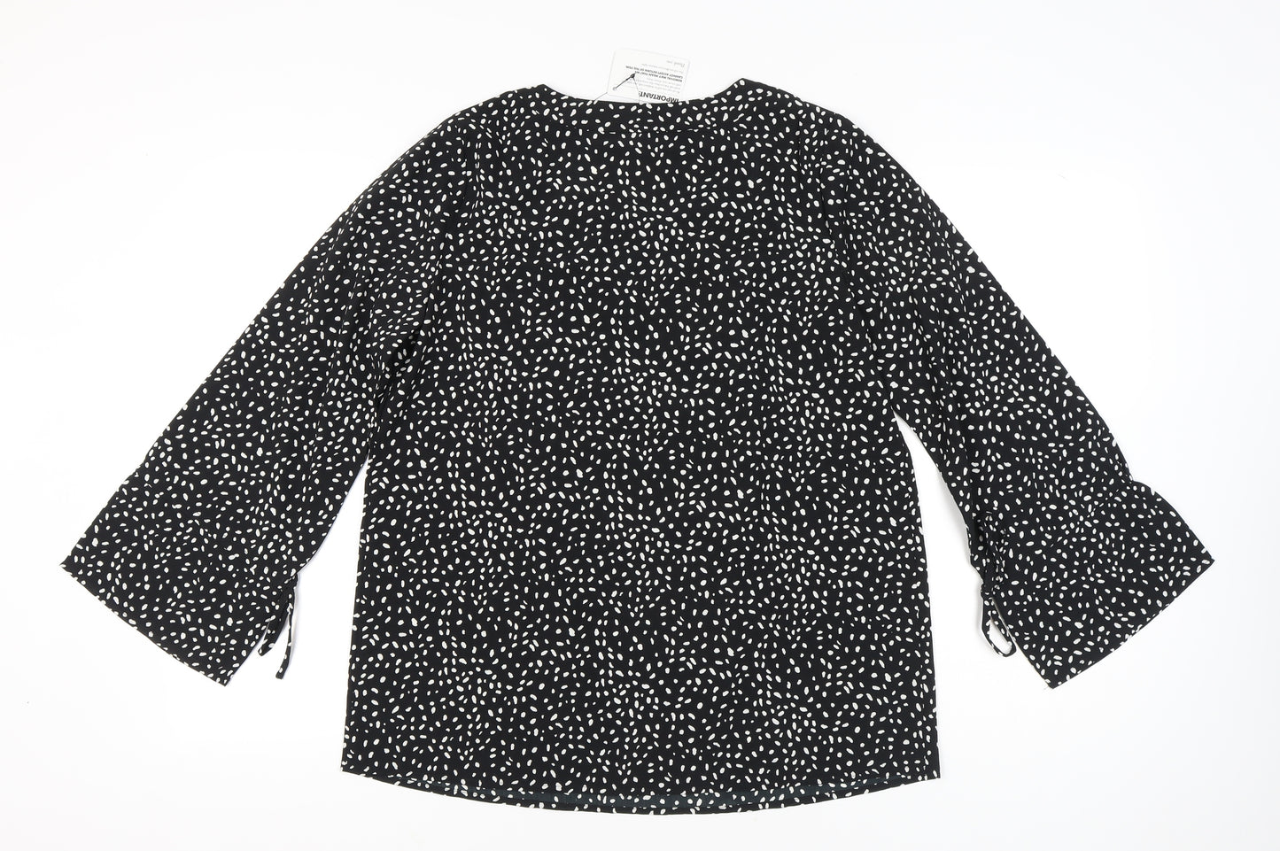Kaleidoscope Women Black Polka Dot Blouse Size 12 Tunic Style