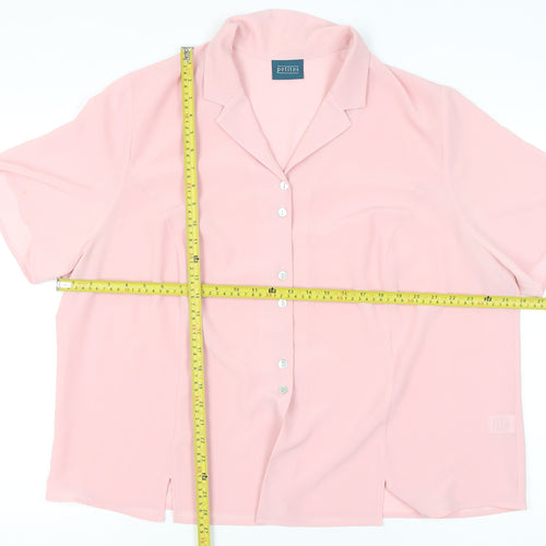 Petites Womens Pink Blouse Size 22 Short Sleeve Collared Button Up