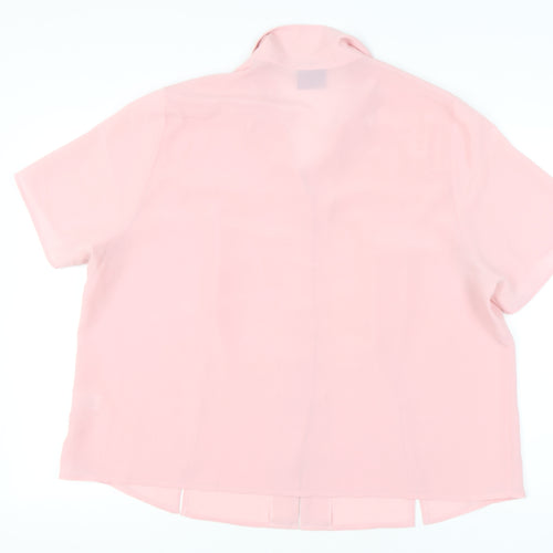 Petites Womens Pink Blouse Size 22 Short Sleeve Collared Button Up