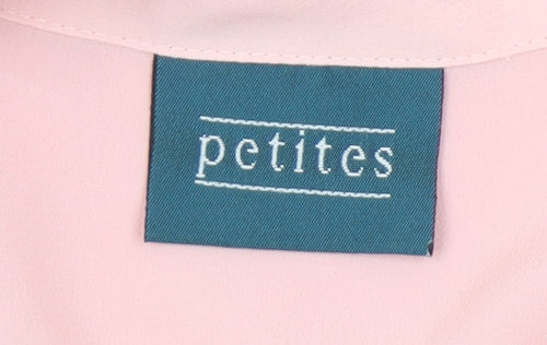 Petites Womens Pink Blouse Size 22 Short Sleeve Collared Button Up