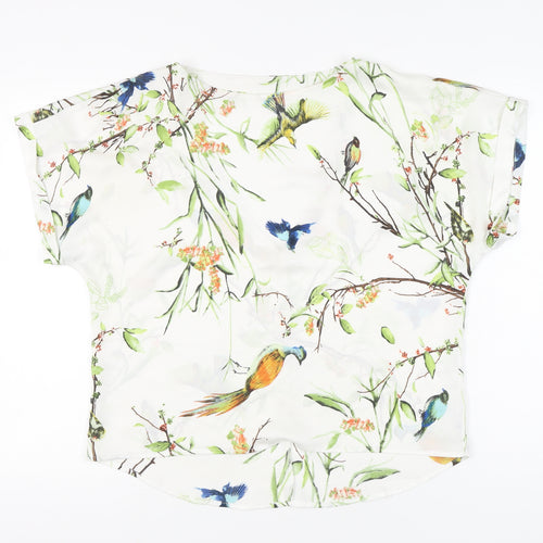 Forever 21 Women’s Multicoloured Bird Print V-Neck Blouse Size M