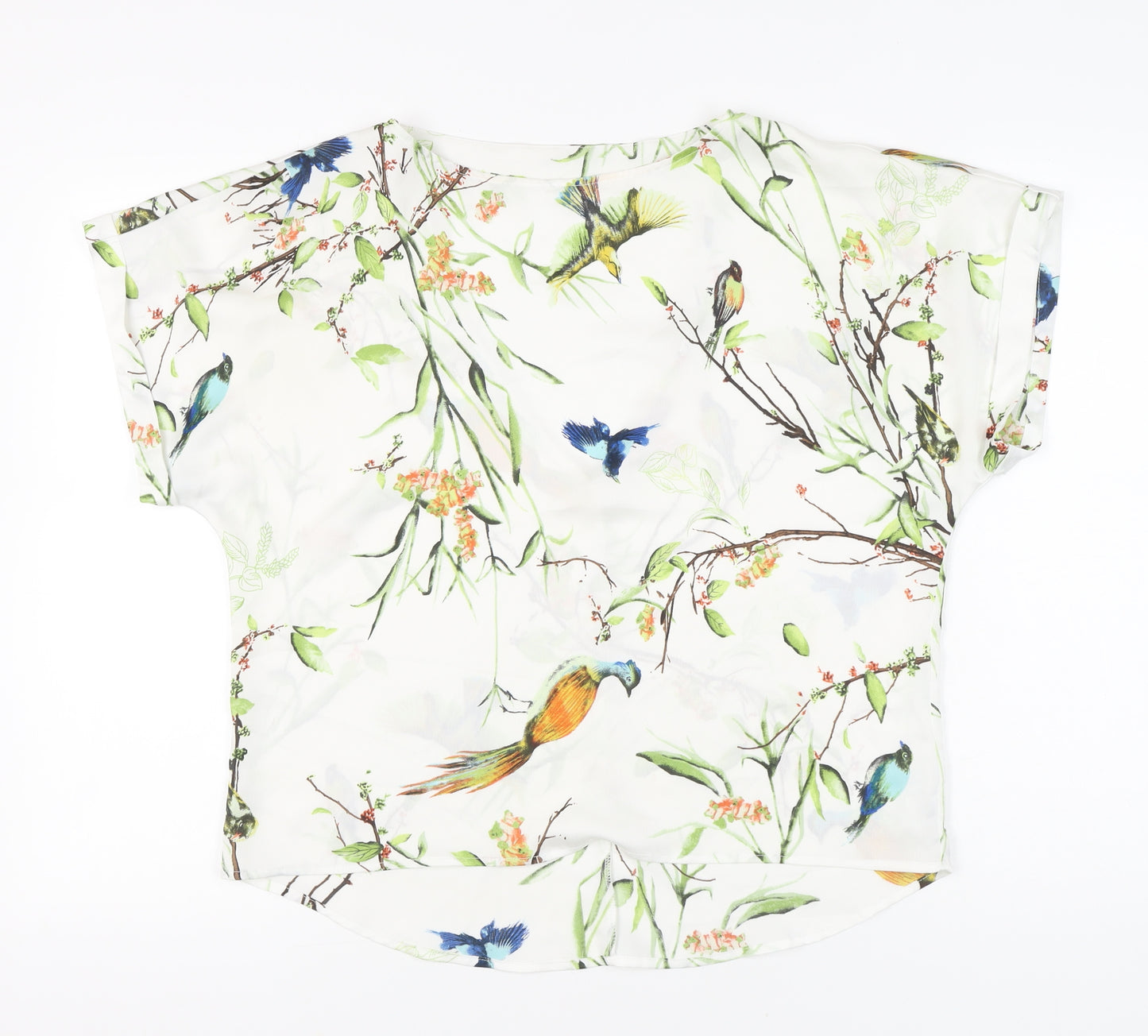 Forever 21 Women’s Multicoloured Bird Print V-Neck Blouse Size M