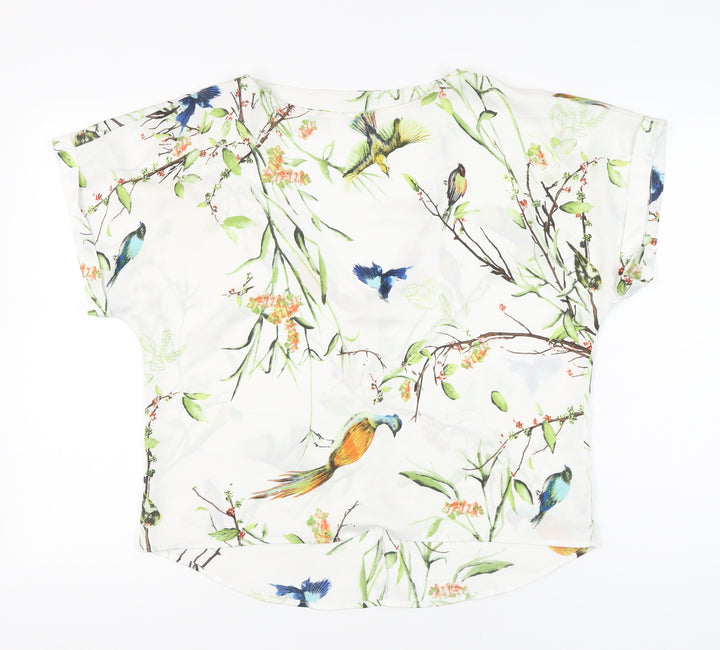 Forever 21 Women’s Multicoloured Bird Print V-Neck Blouse Size M