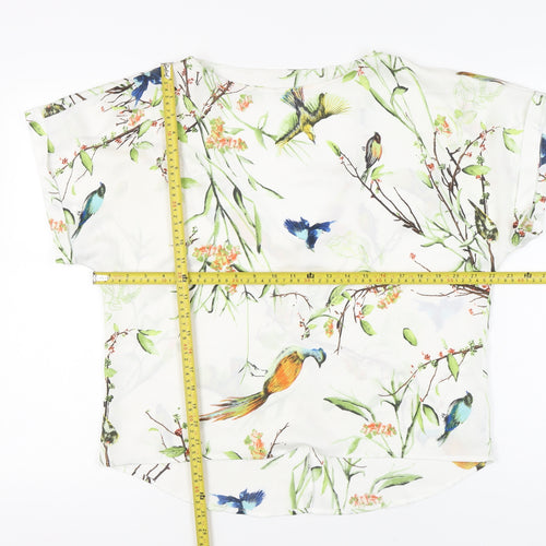Forever 21 Women’s Multicoloured Bird Print V-Neck Blouse Size M
