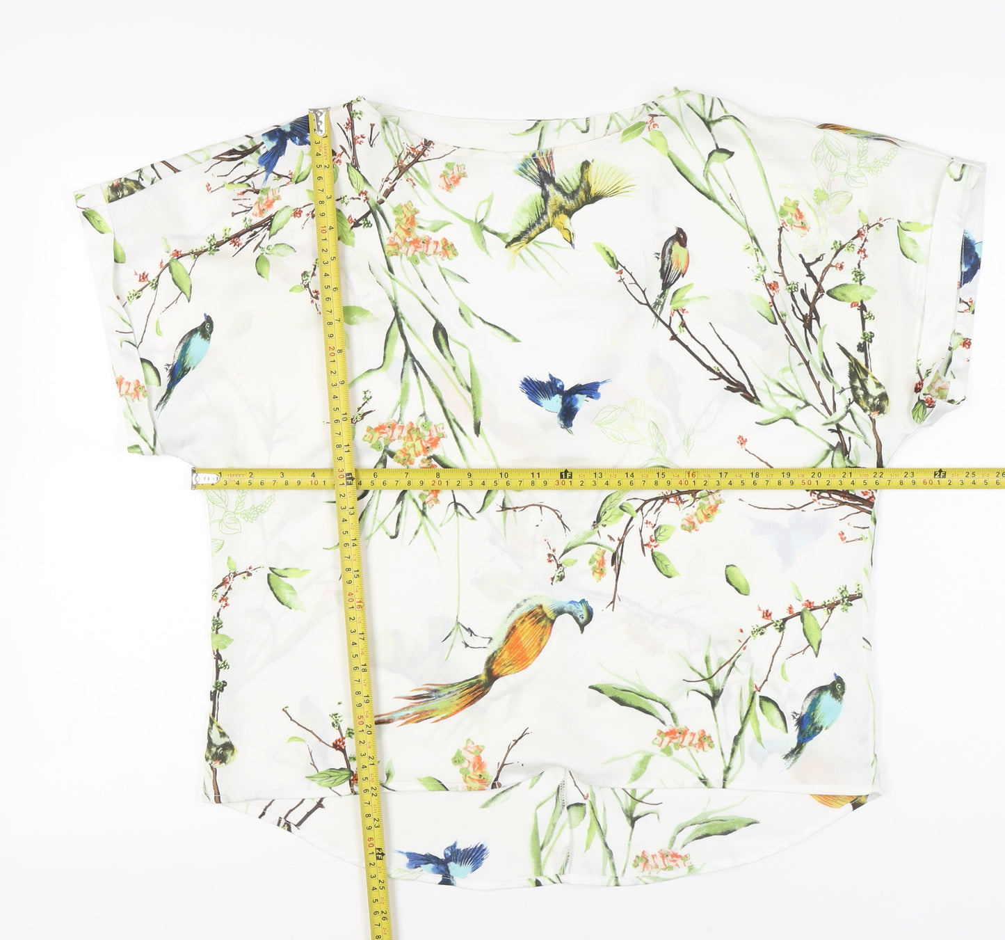 Forever 21 Women’s Multicoloured Bird Print V-Neck Blouse Size M