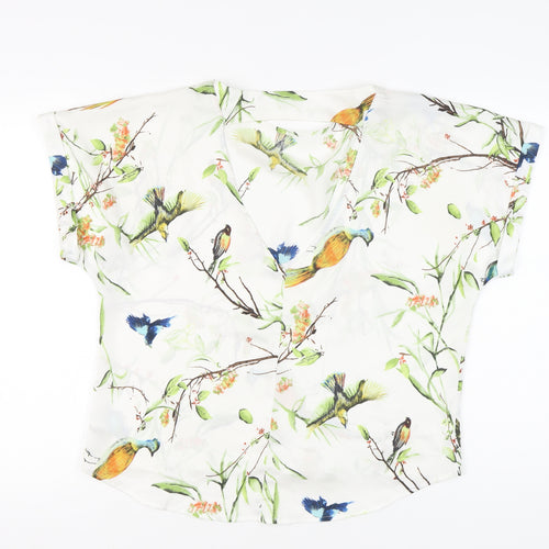 Forever 21 Women’s Multicoloured Bird Print V-Neck Blouse Size M