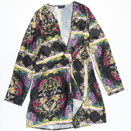 PrettyLittleThing Women’s Multicoloured Floral Wrap Mini Dress Size 14