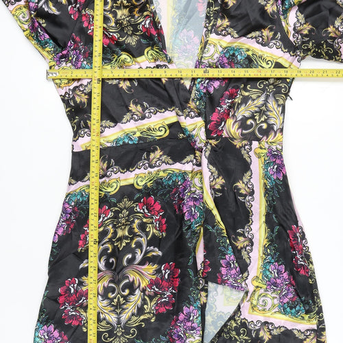 PrettyLittleThing Women’s Multicoloured Floral Wrap Mini Dress Size 14