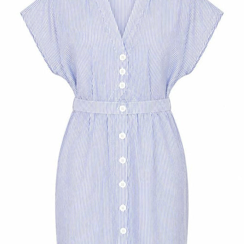Oysho Women’s Blue Striped Shirt Dress S Short Sleeve Casual