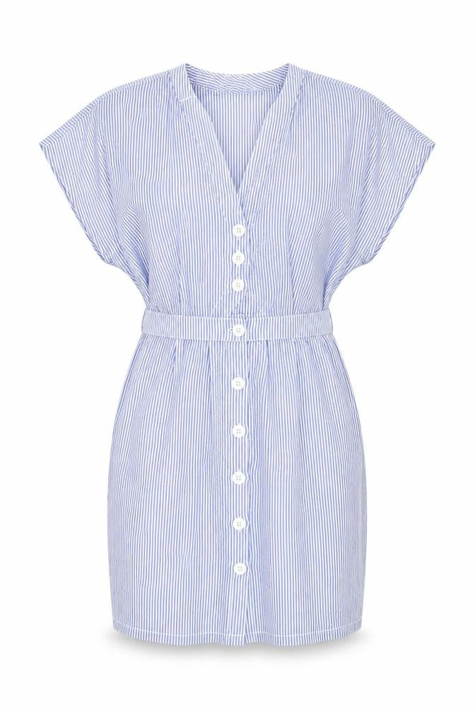 Oysho Women’s Blue Striped Shirt Dress S Short Sleeve Casual