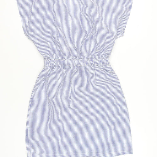 Oysho Women’s Blue Striped Shirt Dress S Short Sleeve Casual
