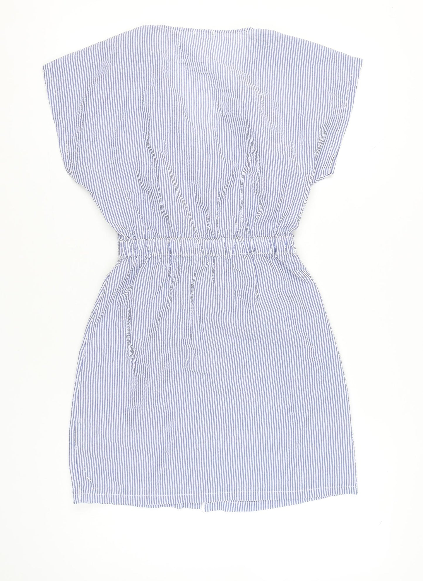 Oysho Women’s Blue Striped Shirt Dress S Short Sleeve Casual