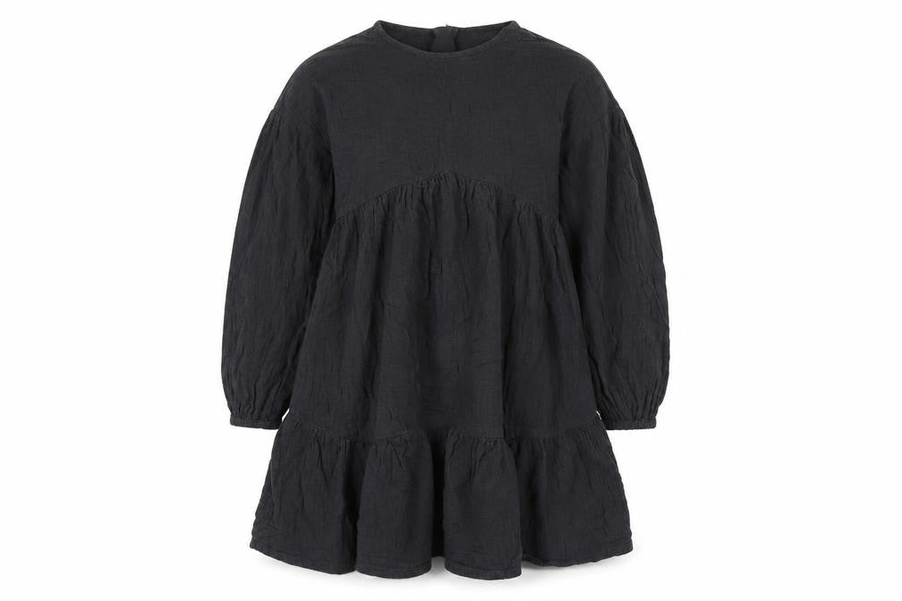 Marks and Spencer Girls Black Cotton Skater Dress 9-10Y Long Sleeve