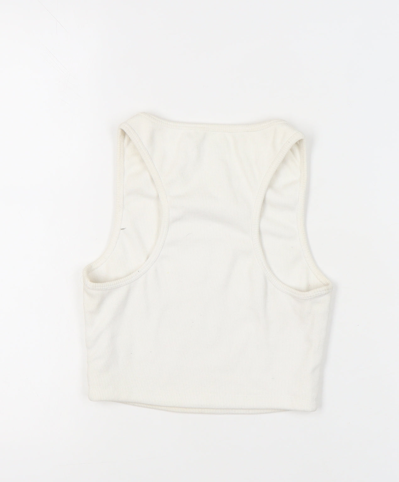 Oh Polly Women’s Ivory Cropped Tank Top UK 12 Slim Fit Zip Detail