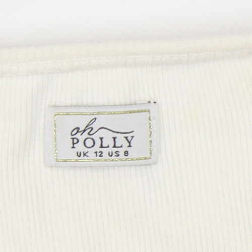 Oh Polly Women’s Ivory Cropped Tank Top UK 12 Slim Fit Zip Detail