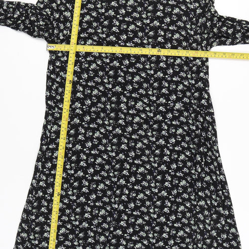 H&M Womens Black Floral A-Line Knee Length Dress Size 10