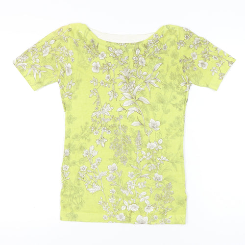 Next Women’s Yellow Floral T-Shirt Size 6 Short Sleeve Boat Neck