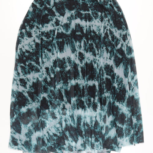 Red Herring Womens Blue Black Midi Pleated Skirt Size 12