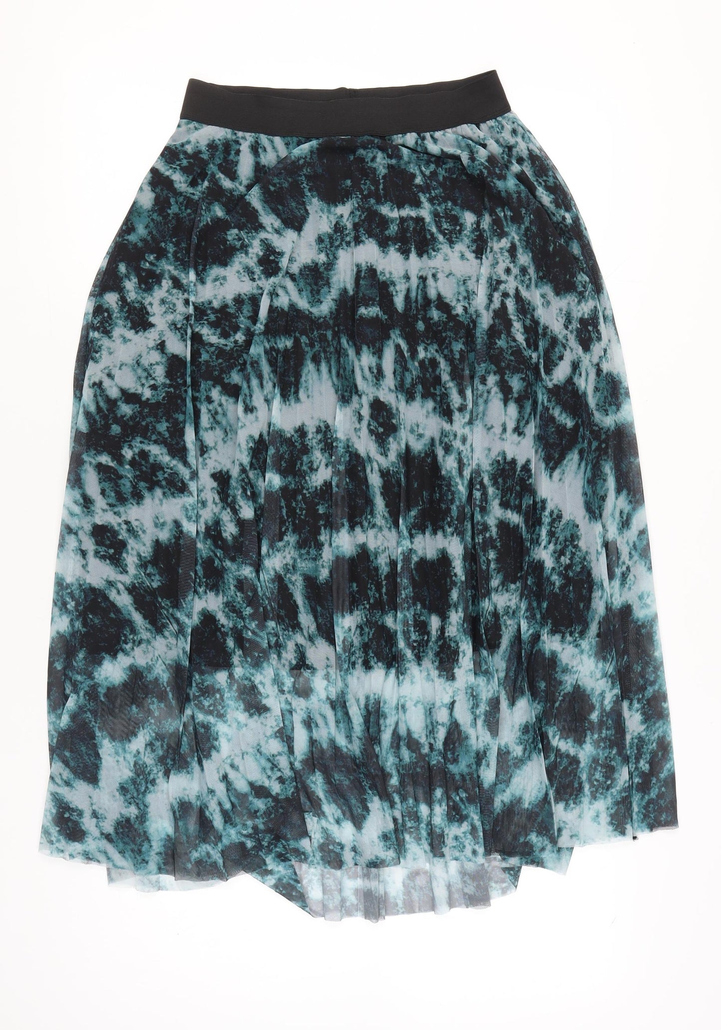 Red Herring Womens Blue Black Midi Pleated Skirt Size 12