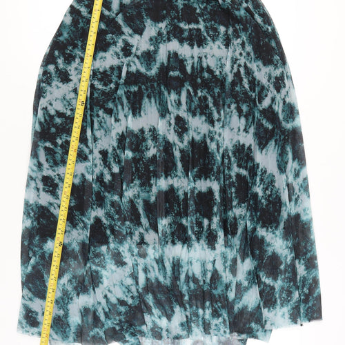 Red Herring Womens Blue Black Midi Pleated Skirt Size 12