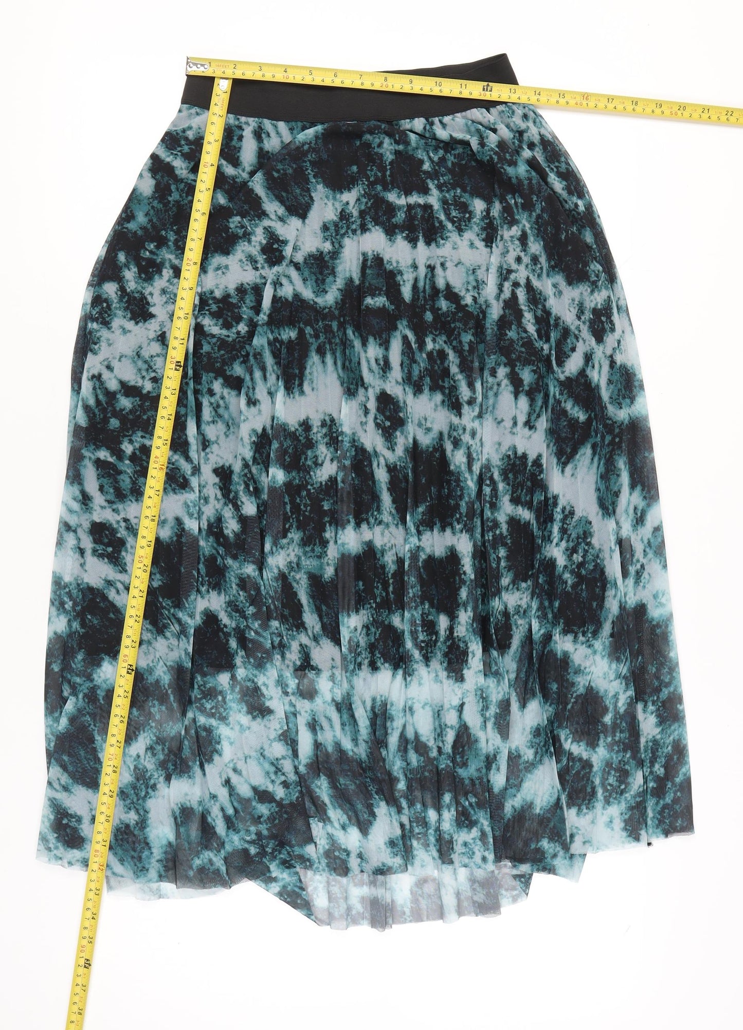 Red Herring Womens Blue Black Midi Pleated Skirt Size 12