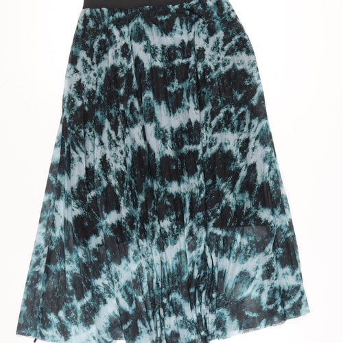 Red Herring Womens Blue Black Midi Pleated Skirt Size 12