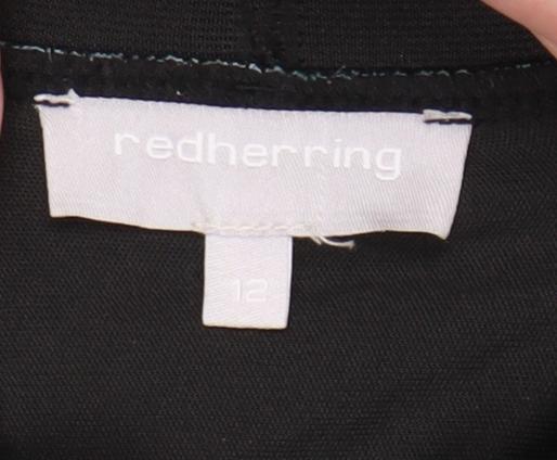 Red Herring Womens Blue Black Midi Pleated Skirt Size 12