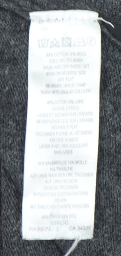 French Connection Men's Grey Cotton Wool Collared Henley Jumper L