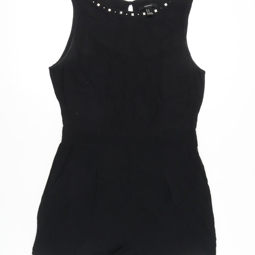 Forever 21 Women Black Studded Sleeveless Playsuit Size M
