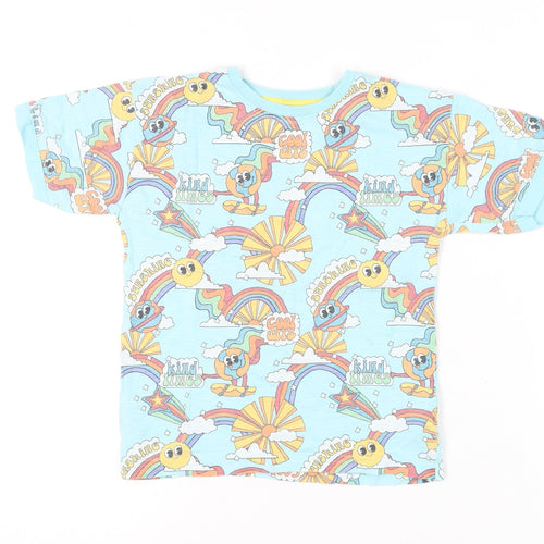 Next Girls Blue Rainbow Cartoon Print T-Shirt 4-5 Years Short Sleeve