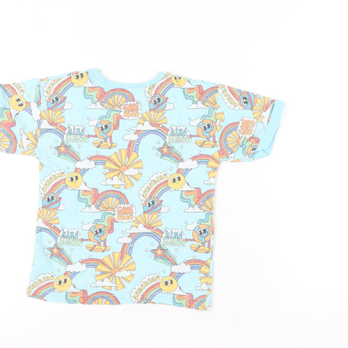 Next Girls Blue Rainbow Cartoon Print T-Shirt 4-5 Years Short Sleeve