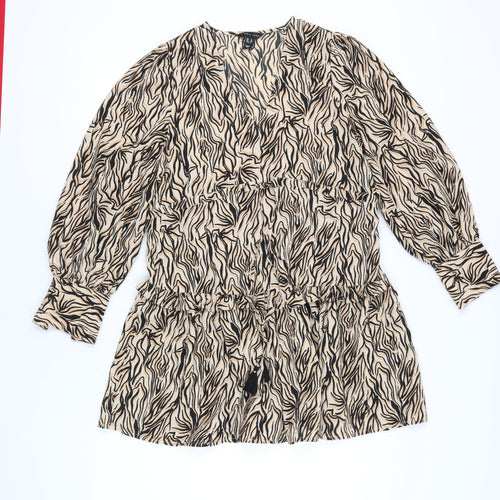 New Look Womens Beige Animal Print Shift Dress Size 12