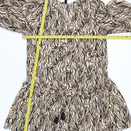 New Look Womens Beige Animal Print Shift Dress Size 12