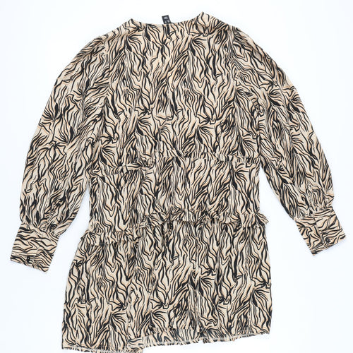 New Look Womens Beige Animal Print Shift Dress Size 12