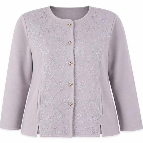 Belmonde Women’s Purple Cardigan UK 20 Embroidered Long Sleeve Knit