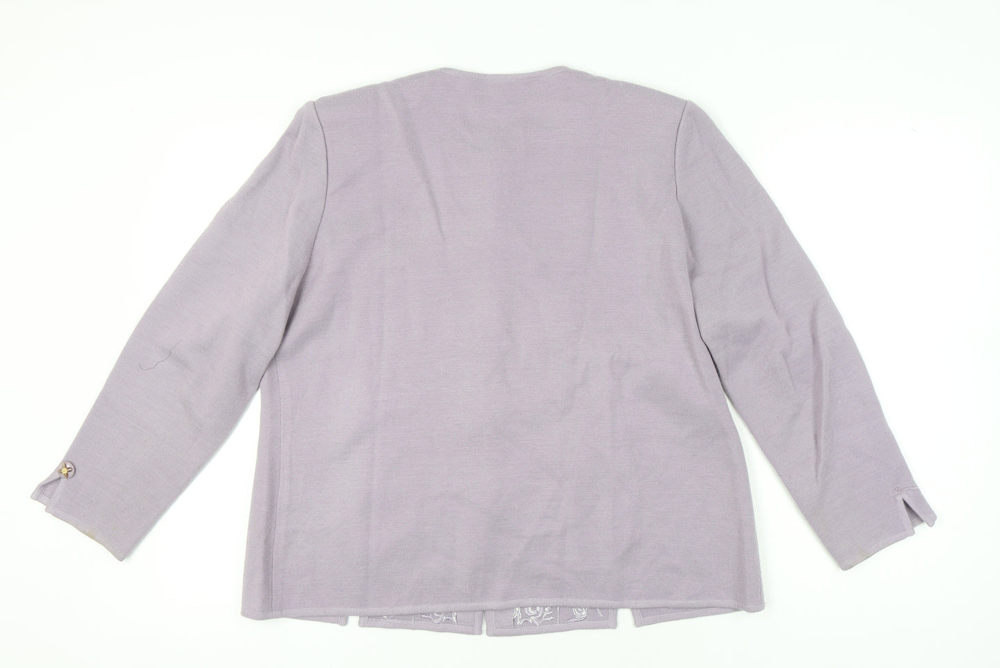 Belmonde Women’s Purple Cardigan UK 20 Embroidered Long Sleeve Knit