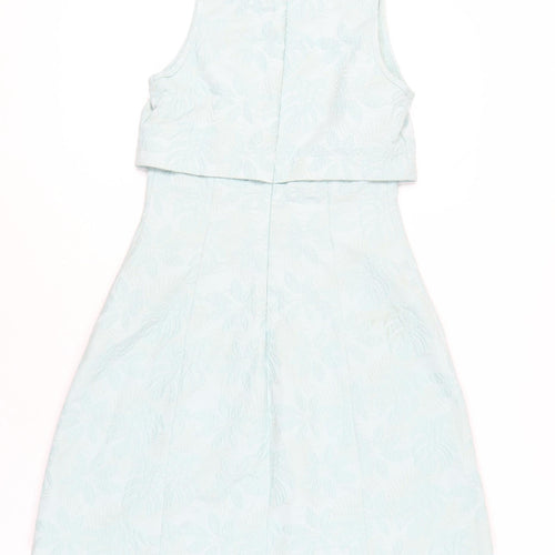 Coast Women’s Green Jacquard A-Line Dress UK 8 Sleeveless Party