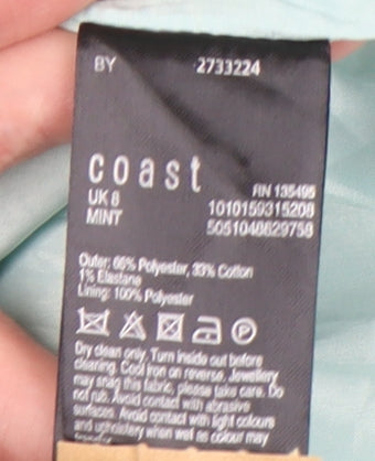 Coast Women’s Green Jacquard A-Line Dress UK 8 Sleeveless Party
