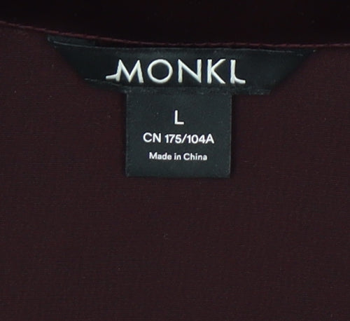 Monki Women’s Brown Collared Button-Up Shirt Size L Short Sleeve