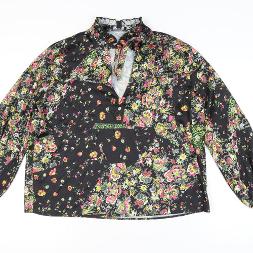 Topshop Women’s Multicoloured Floral Blouse UK 14 Tunic Style