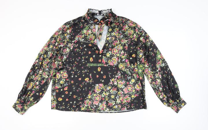 Topshop Women’s Multicoloured Floral Blouse UK 14 Tunic Style