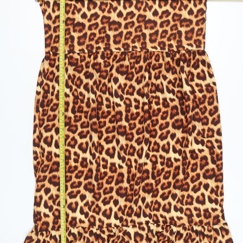 Boohoo Women’s Leopard Print Midi Shift Dress Size 18 3/4 Sleeve
